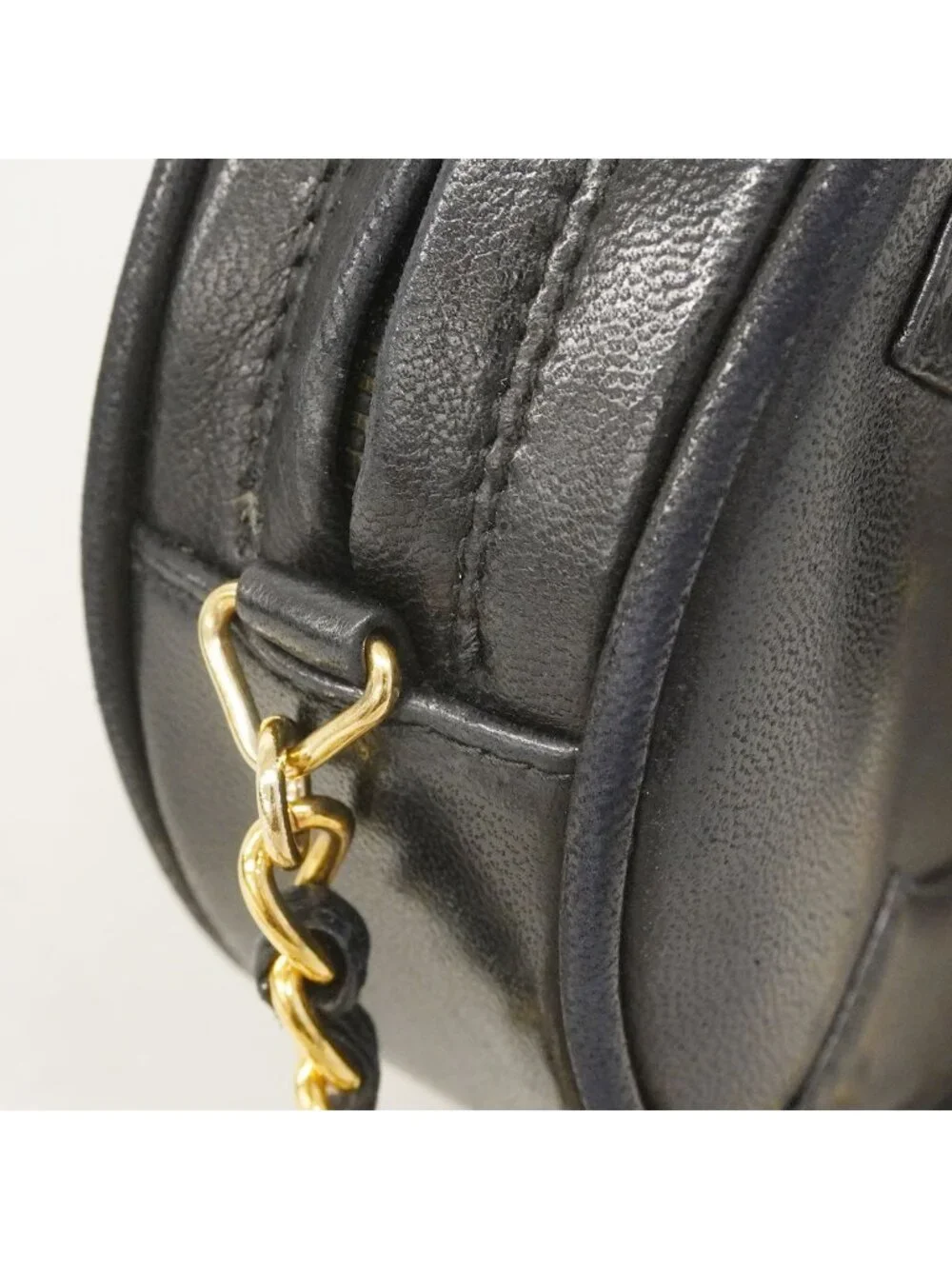 Chanel Shoulder Bag Lambskin Black Gold